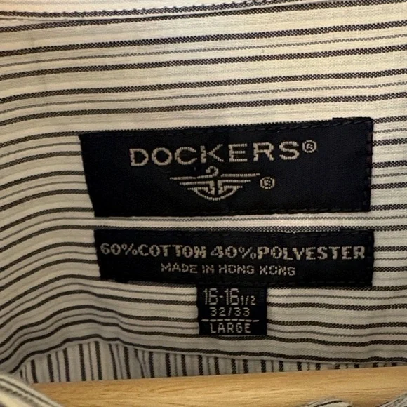 Dockers Men's Button-Down Stripe Shirt - Blue & White - Picture 2 of 5